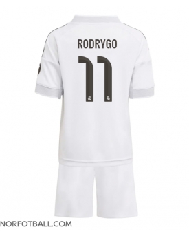 Billige Fotballdrakt Real Madrid Rodrygo Goes #11 Replika Hjemmedraktsett Barn 2025-26 Kortermet (med bukser)